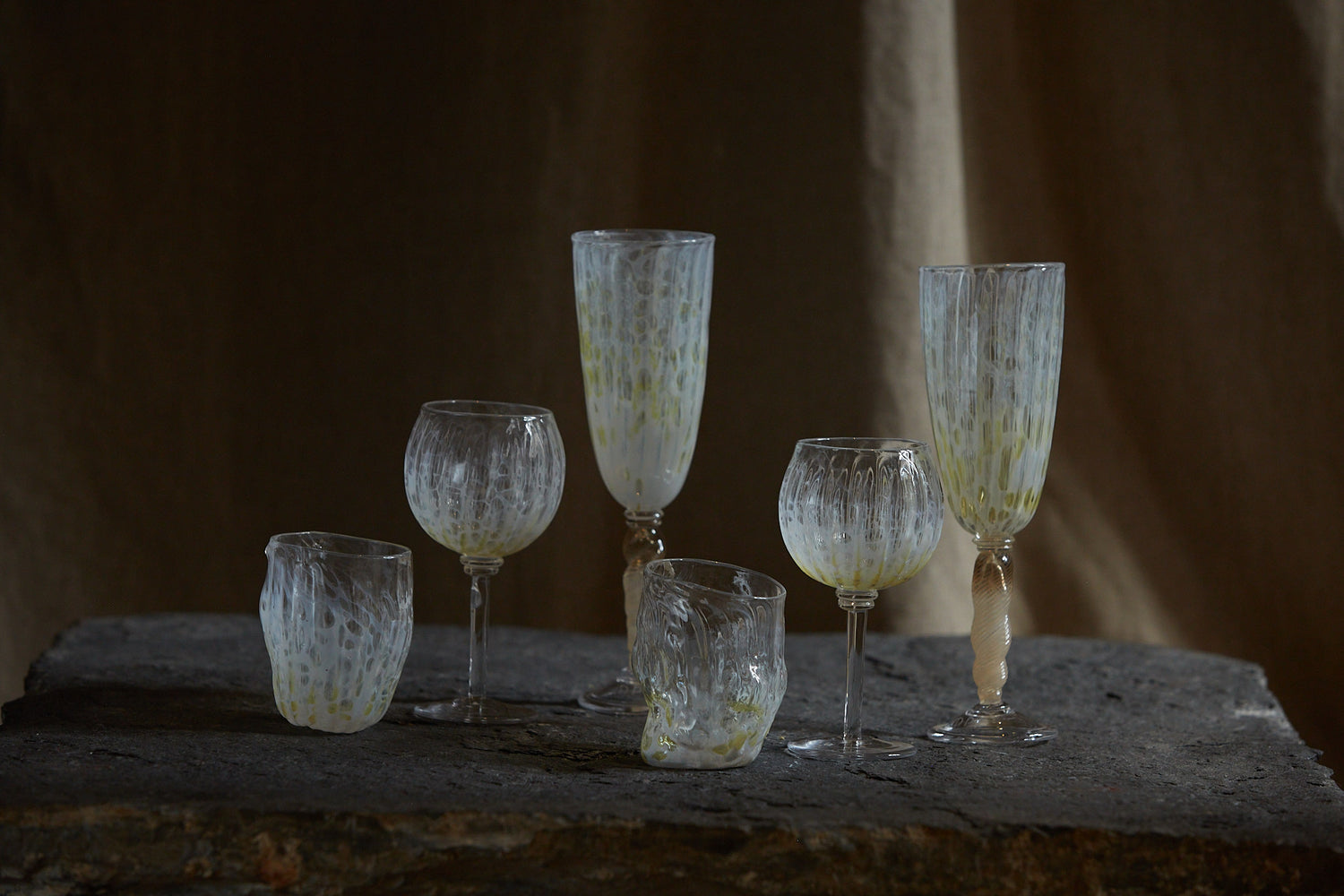 Wine glasses from Maison Pelletier Ferruel in collaboration with l’Oeil de KO 