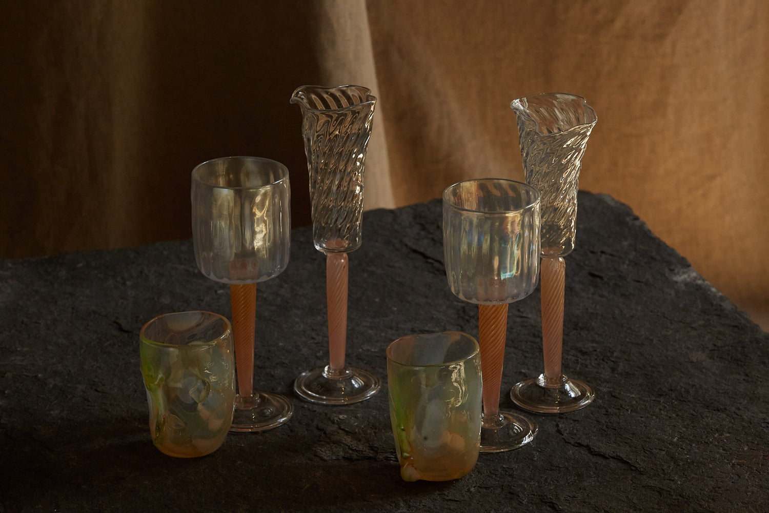 Champagne flutes from Maison Pelletier Ferruel in collaboration with l’Oeil de KO  