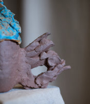 Théière et tasses Cerulean Tail I de Tülay Kulbay.