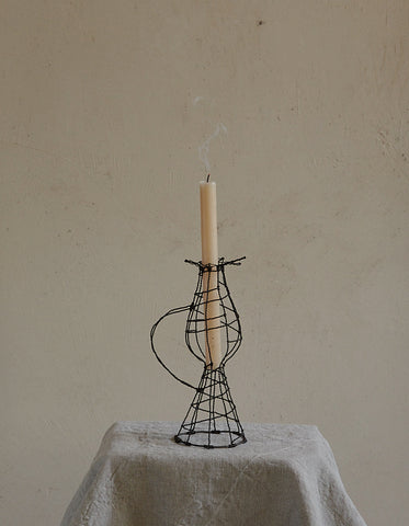 Steel wire candle holder by Clara Denidet  