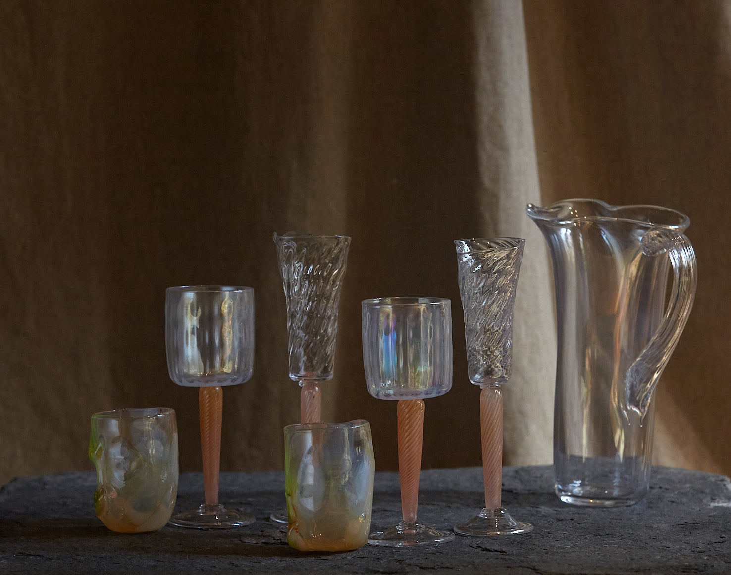 Water cups from Maison Pelletier Ferruel in collaboration with l’Oeil de KO 