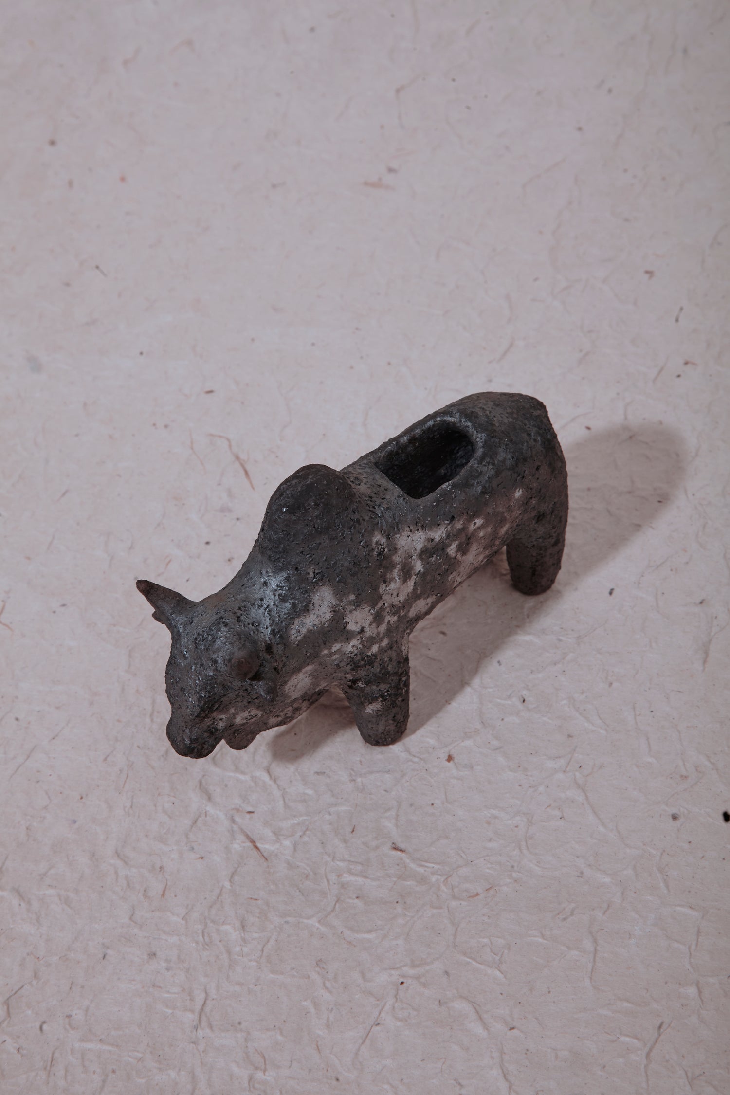 Small ceramic bull talisman recipient by Rosie McLachlan