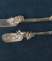 Small silver-plated brass butter knife and jam spoon by Zoé Mohm
