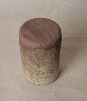 Ochre stoneware vase by Jérôme Hirson