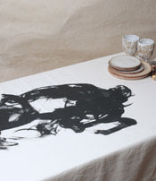 "Fumée Noire" tablecloth and 10 napkins by Safre in collaboration with l'Oeil de KO
