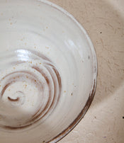White stoneware salad bowl by Marie Lautrou